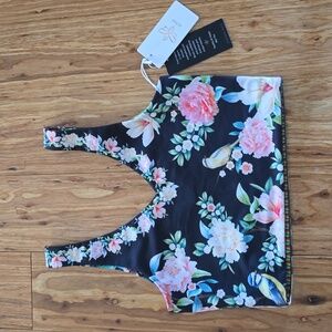 Johnny Was Birdie V-Neck Reversible Compression Tank Size Small